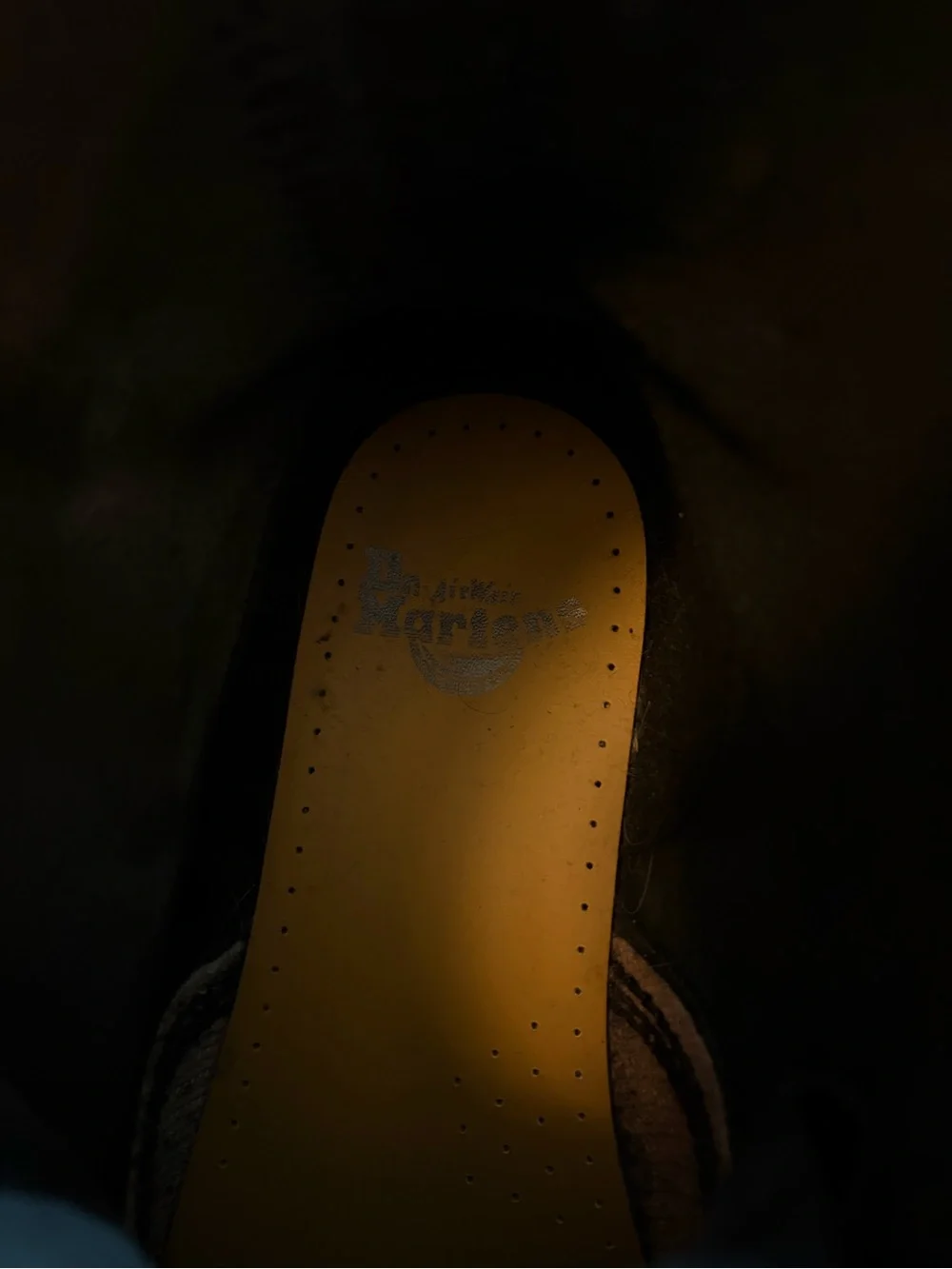 Dr. Martens Black Leather Lace-Up Boots with Yellow Stitching